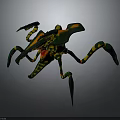Colorful Fantasy Creature With Multiple Legs Claws And Yellow Green Black Orange Patterns