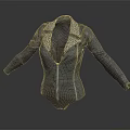 Stylish Leather Bodysuit With Leopard Print Collar And Zipper Front Design