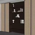 Elegant Modern Bookcase Design With Perforated Panels Open Shelves And Decorative Items