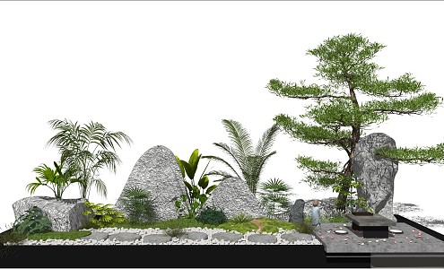 New Chinese style landscape sketch courtyard landscape 3d model