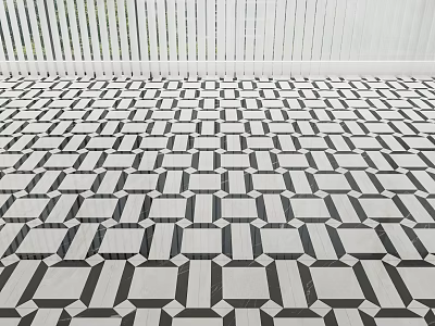 Black And White Geometric Pattern Floor Tiles For Modern Interior Design 3d model