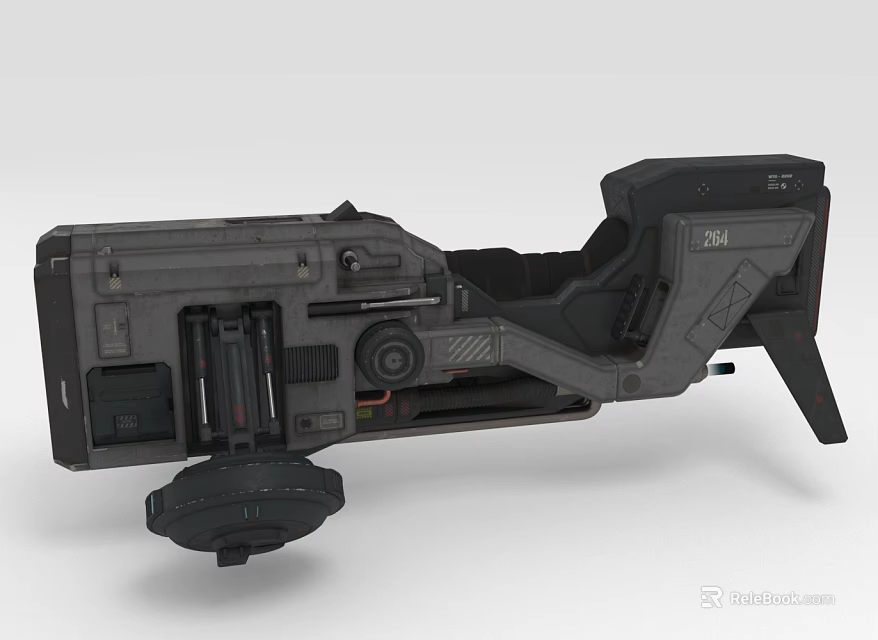 Black Mechanical Motorcycle 3D Model Featuring Detailed Structural Design Elements 3d model