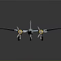 Realistic Passenger Aircraft 3D Model With Twin Engines White Fuselage And Yellow Propellers