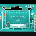 Modern Public Office Space With Sofa Coffee Table Decorative Paintings And Lollipop Decorations