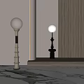 Modern Floor Lamps With White Glass Globe And Black Round Base For Interior Decor