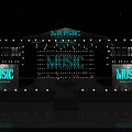 Music Concert Stage With Colorful Lights LED Screens And Light Beams