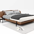 Modern Leather Frame Double Bed Interior With Gray White Bedding Nightstand And Light Gray Rug