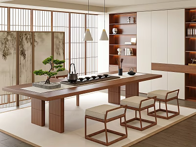 Modern Middle Ancient Style Tea Room Balcony Tea Room Club Tea Room Tea Room Tea Room Cabinet 3d model