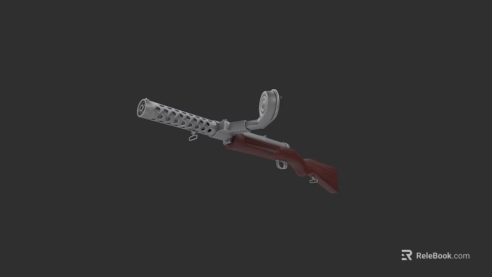 Classic Rifle With Wooden Stock Metal Barrel And Heat Dissipation Holes 3d model 