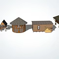 Various Wooden House Designs With Different Roof Styles And Porch Structures