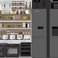 Modern Kitchen Appliances With Cabinets Spice Racks And Storage Design