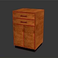 Modern Orange Textured Cabinet With Two Drawers Two Doors And Black Handles