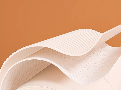 White Wavy Textured Non Slip Mat For Kitchen Counter And Dining Table Use 3d model
