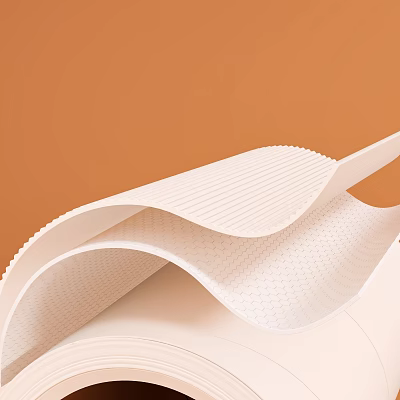 White Wavy Textured Non Slip Mat For Kitchen Counter And Dining Table Use 3d model