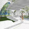 Modern Gallery Frame Special-shaped Landscape Gallery Frame Folding Line Hollow Corridor 3d model