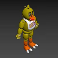 Yellow Cartoon Game Character With White Bib And Purple LET'S EAT Text 3D Model Design