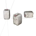 Three Old Worn Metal Cans With Red Lids On White Surface 3d model