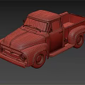 Vintage Red Pickup Truck With Single Cab White Wheels And Classic Design