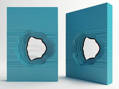 Dual Blue Components With Irregular Hollow And Wavy Decorative Lines Design 3d model