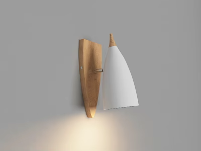 Modern Minimalist Wall Sconce With Wooden Accent And White Shade For Home Lighting Decor 3d model