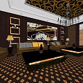 Luxurious KTV Interior Design With Sofa Coffee Table TV Chandelier And Wall Decorations