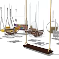 Stylish Hanging Chairs In Different Styles With Metal Frames Fabric Cushions And Wooden Seats