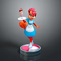 Animated Squirrel Character With Red Hair Blue White Apron Holding Ice Cream On Round Base