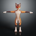 Anthropomorphic Fox Character Design With Brown White Fur Green Eyes Standing Pose
