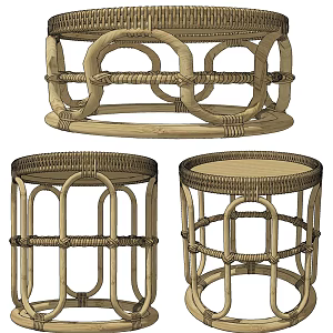 Southeast Asia Rattan Round Side 3d model