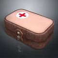 Brown Leather First Aid Kit With Red Cross Symbol And Metal Buckle