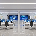 Office area of data center command center 3d model