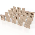 Stone Building Composed of Multiple Stone Blocks with Windows in Irregular Arrangement