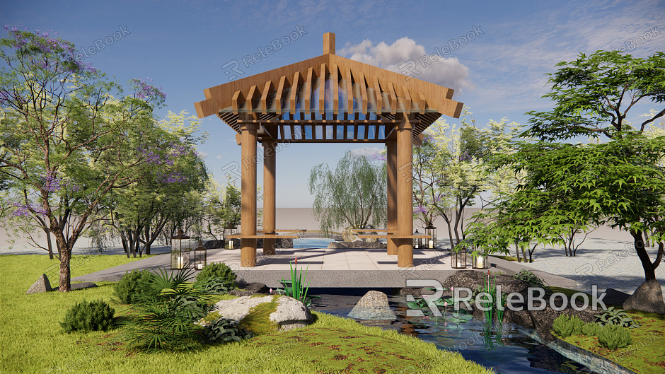 Modern pavilion gazebo landscape model