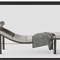 Modern Lounge Chair With Fabric Cushion Metal Frame And Accent Towel