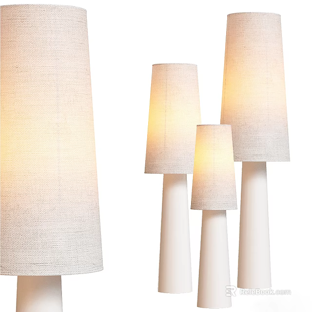 Modern Floor Lamps With Woven Shades White Stands And Warm Glow 3d model 