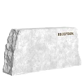 Modern Stone Reception Desk Design With Textured Surface And Reception Sign 3d model