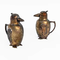 Brass Penguin Shaped Containers Set With Carved Details And Handles