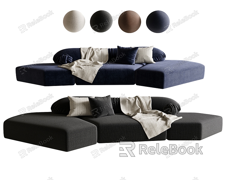 Cream style multi-person sofa curved sofa sofa three-person sofa multi-person sofa fabric corner sofa model