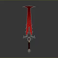 Red Glowing Sword With Silver Ornate Hilt And Decorative Details