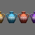 Assorted Color Ceramic Vases With Geometric Patterns For Home Decor