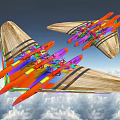 Two Colorful Fighter Jets With Unique Design Flying Above Clouds