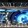 MOII Bar Interior With Black Brick Walls White Sculptures And Wavy Ceiling