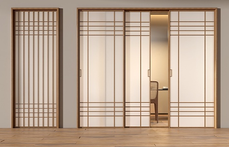 Japanese-style sliding door 3d model