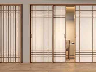Japanese-style sliding door 3d model