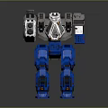 Blue And White Battle Mech Robot With Heavy Weapon And Armor Structure 3d model