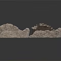 Ancient Stone Wall Fragments With Rough Texture And Broken Sections 3d model
