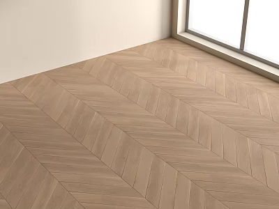 Light Wood Herringbone Pattern Wooden Floor in Bright Interior with Natural Light 3d model