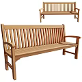 Natural Wooden Bench With Comfortable Backrest And Armrests For Home Garden Seating