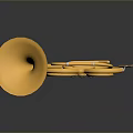 Golden Heart Shaped Horn with Shiny Surface on Dark Background