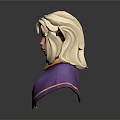 Game and Movie Elf Character With Blonde Hair Pointed Ears And Purple Cloak